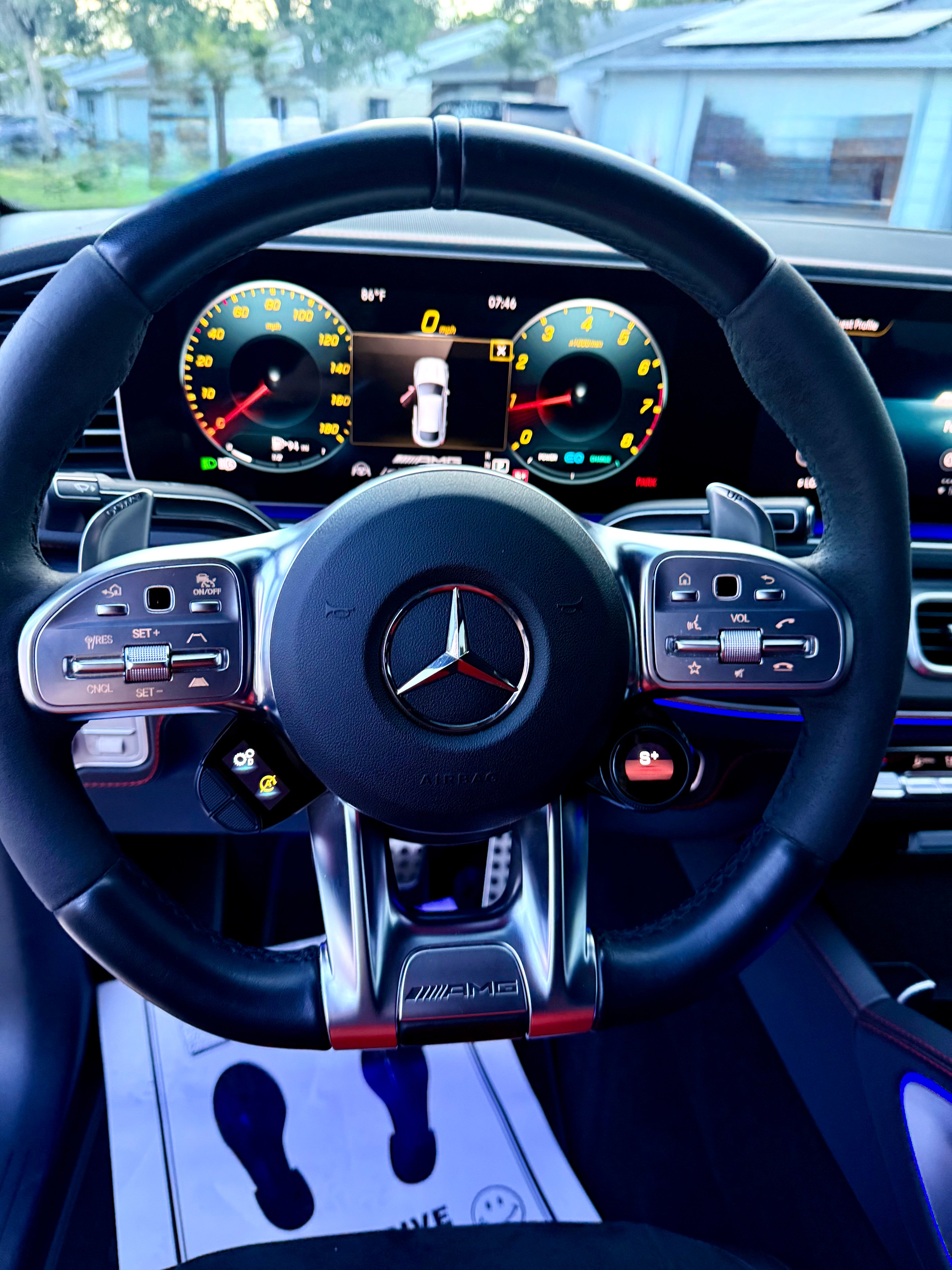 Mercedes-Benz steering wheel and dashboard with digital display